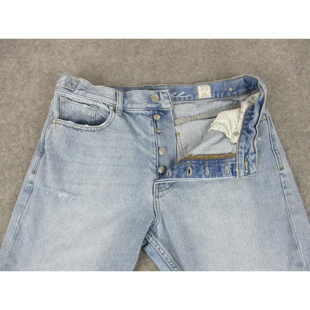We The Free Jeans Womens 30 Blue Boyfriend Ankle Relaxed Distressed Light Wash